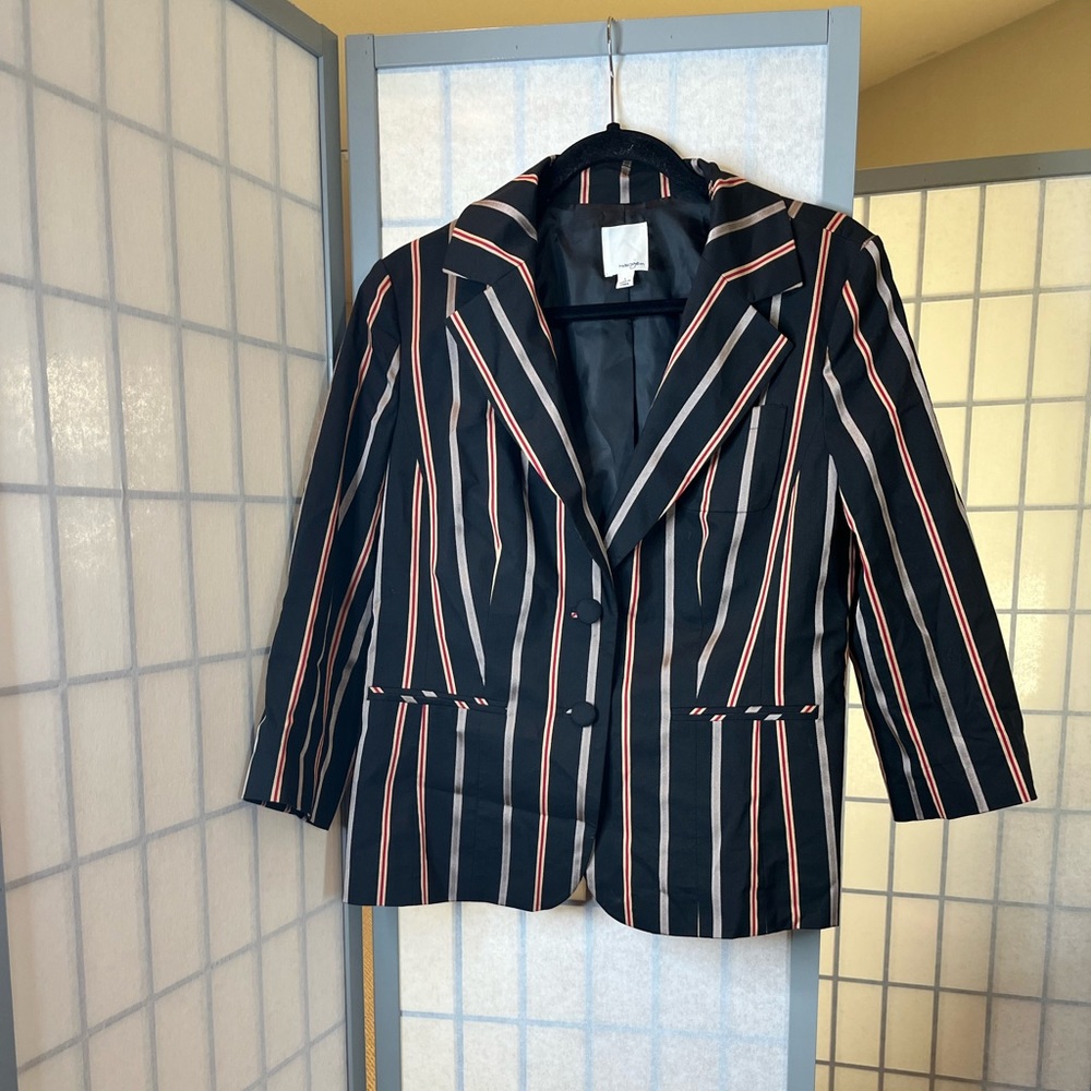 Halogen Black and Pink Striped Blazer